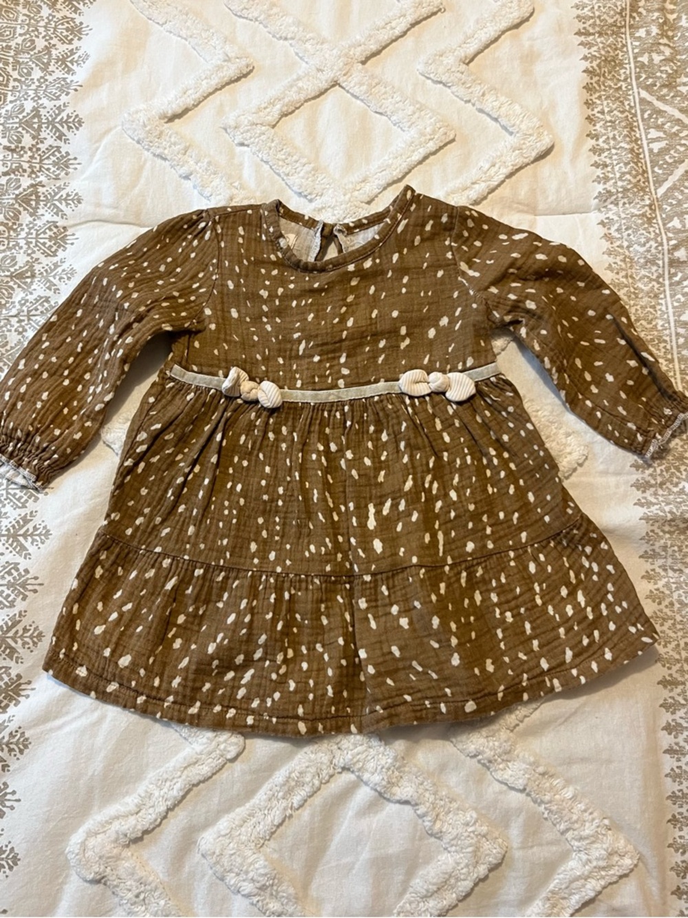 Mud Pie Brown White Dress 100% Cotton